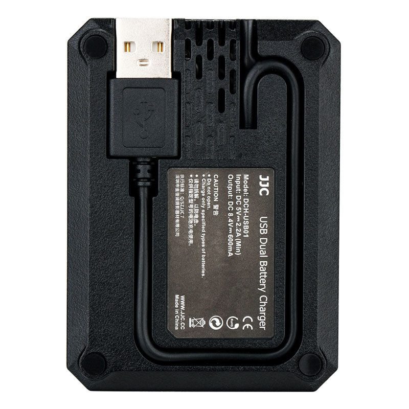 JJC DCH-LPE6 USB Dual akkumulátor töltő, Canon LP-E6/LP-E6N-hez-1