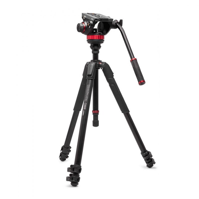 Manfrotto 502 fluid videó fej lapos alappal + 055 videó alu állvány-0