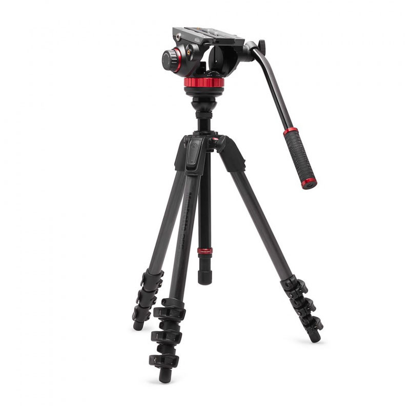 Manfrotto 502 fluid videó fej lapos alappal + 055 videó karbon állvány-0
