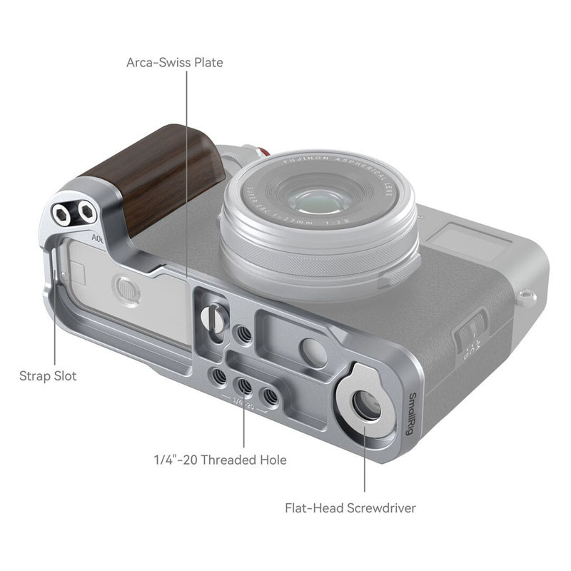 Smallrig 4804 Wooden L-Shape Grip for Fujifilm X100VI / X100V Silver-2