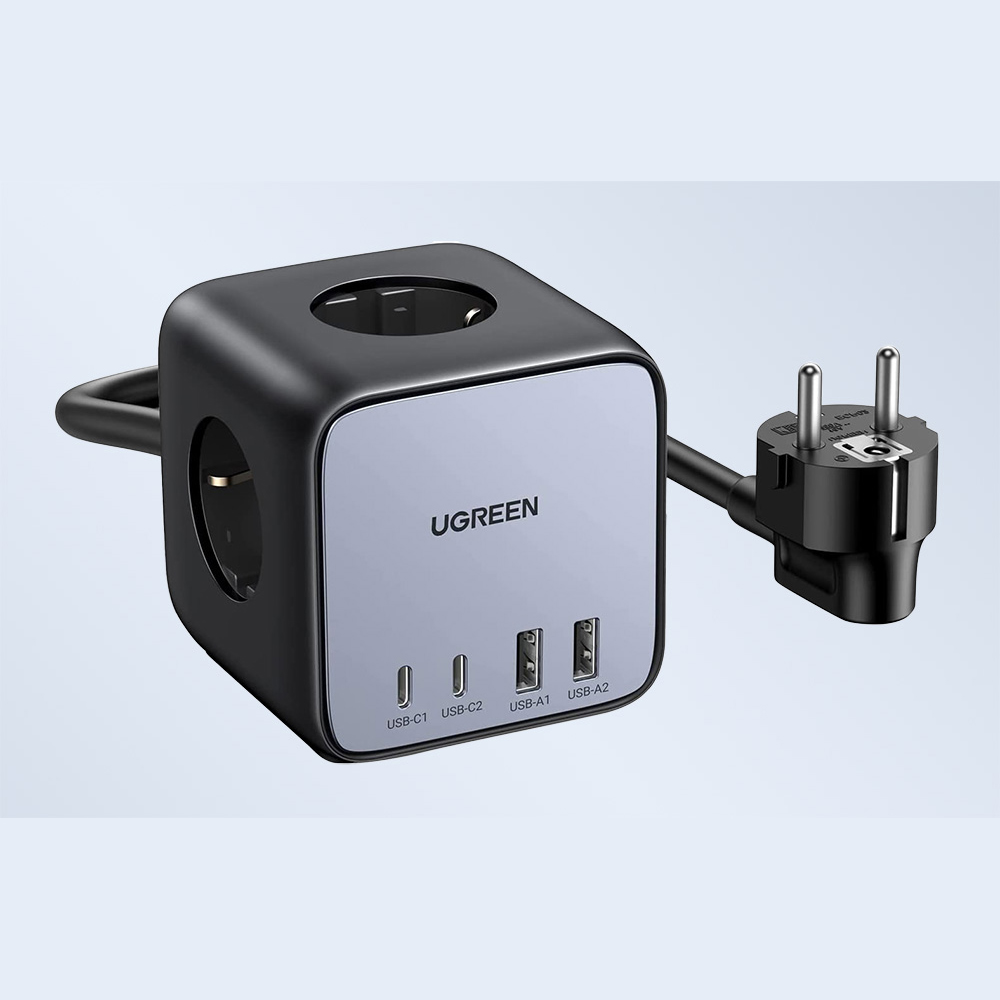 Ugreen - elosztó, fali töltő DigiNest Cube 7 az 1-ben CD268 (60113) - GaN, 2x USB-C, 2x USB, 3x AC, 2990W, 13A, PD65W - Fekete-7