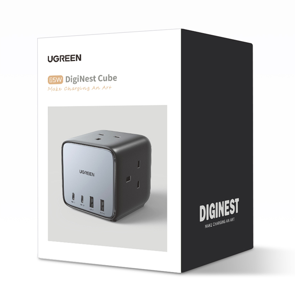 Ugreen - elosztó, fali töltő DigiNest Cube 7 az 1-ben CD268 (60113) - GaN, 2x USB-C, 2x USB, 3x AC, 2990W, 13A, PD65W - Fekete-16
