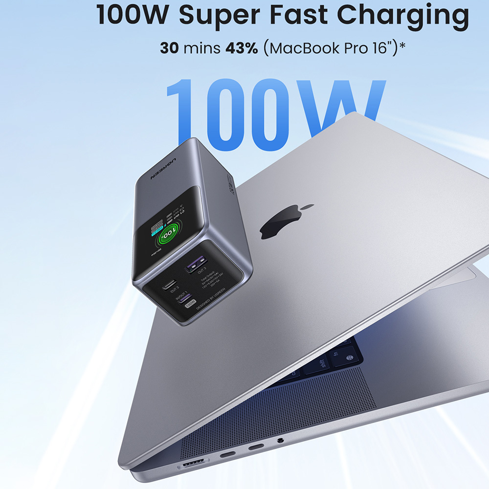 Ugreen - Power Bank PB721 (35524B) - digitális kijelzővel, gyorstöltés, 20000mAh, USB, 2x Type-C, 130W, QC, PD, 5V/3A - Szürke-11
