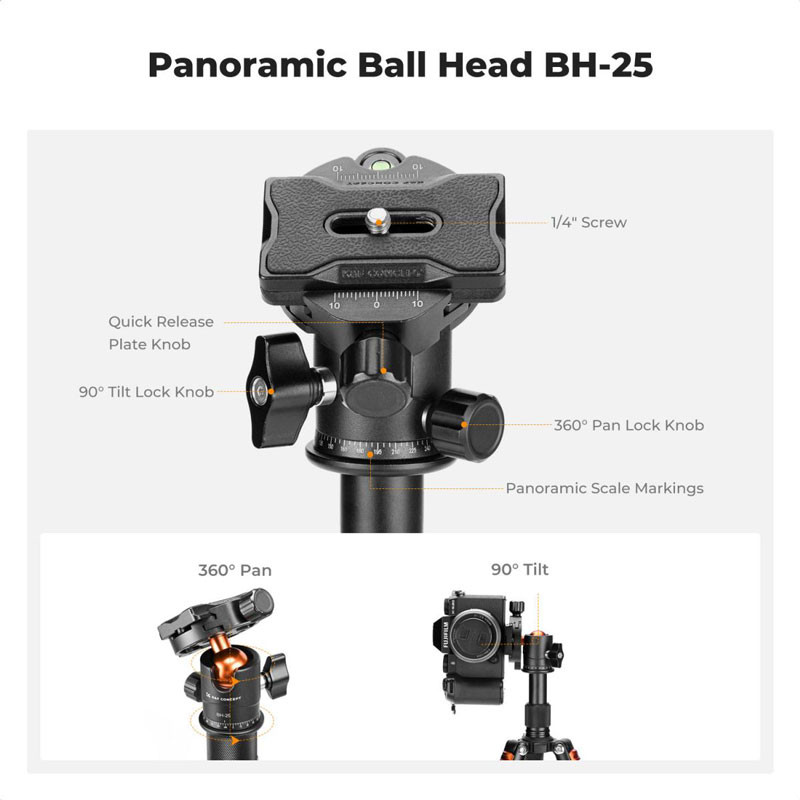 K&F Concept Mini Tripod, gömbfejjel-5