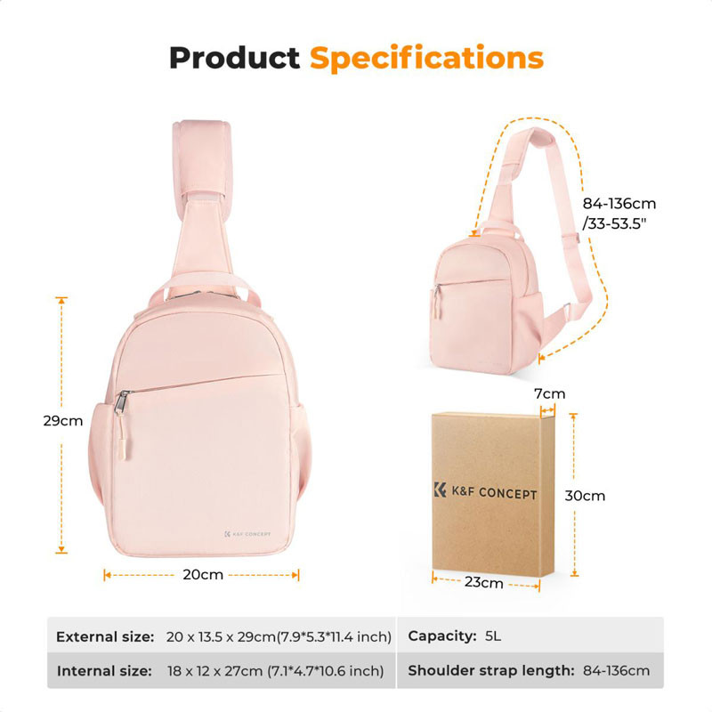 K&F Concept 5L Urban Wander Sling Bag U08 (Lotus Pink)-4