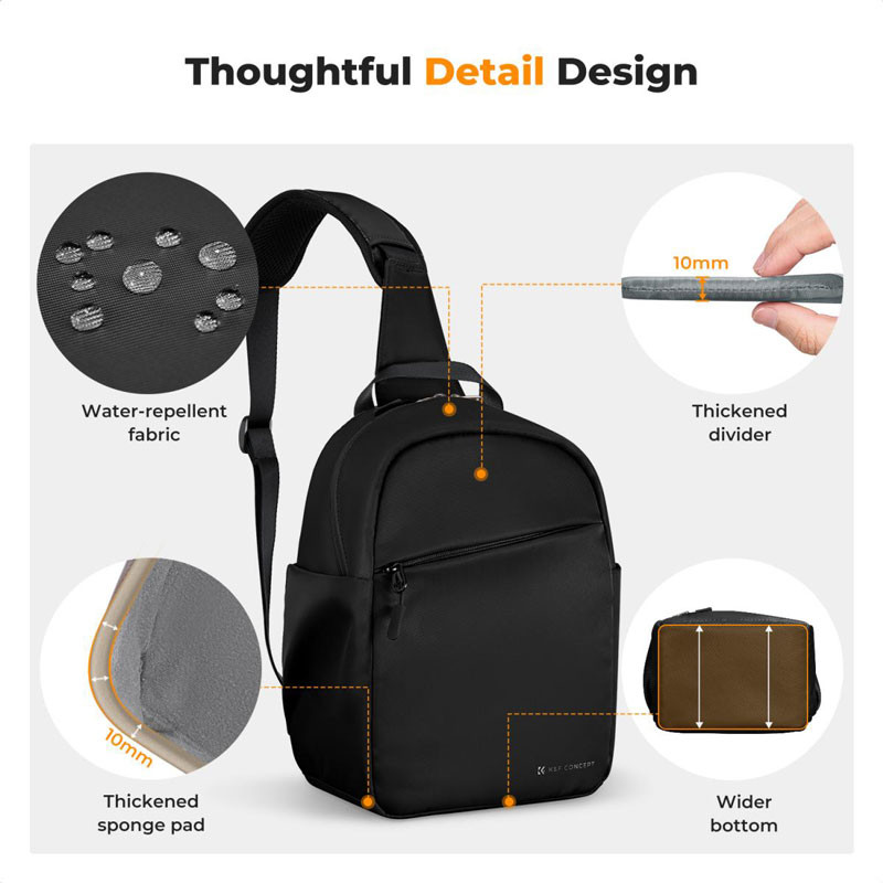K&F Concept 5L Urban Wander Sling Bag U08 (Fekete)-2