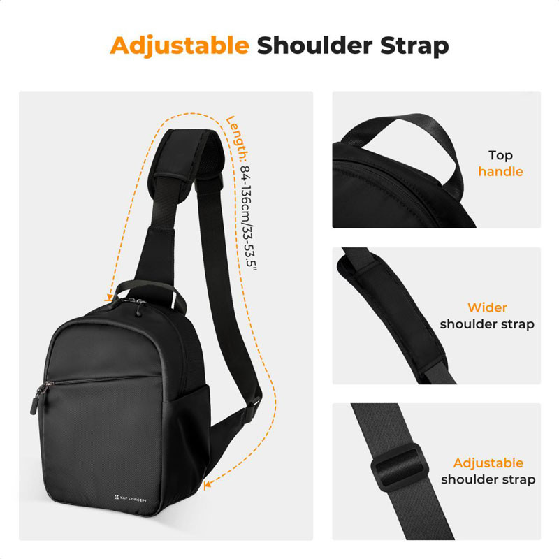 K&F Concept 5L Urban Wander Sling Bag U08 (Fekete)-3