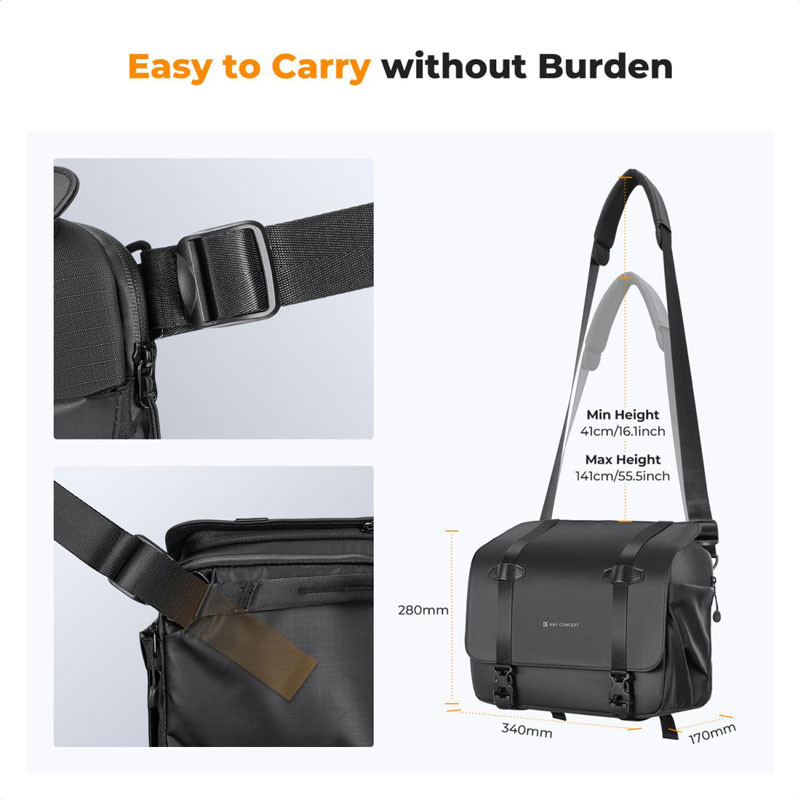K&F Concept 10L Urban Wander Sling Bag U10 (Fekete)-3