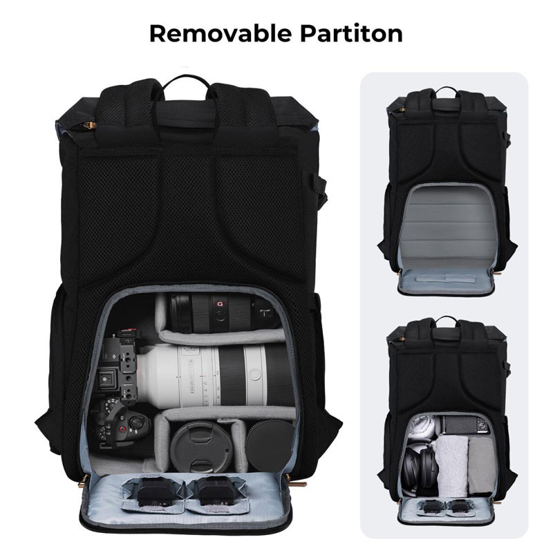 K&F Concept 20L Urban Wander 02 hátizsák (fekete)-3