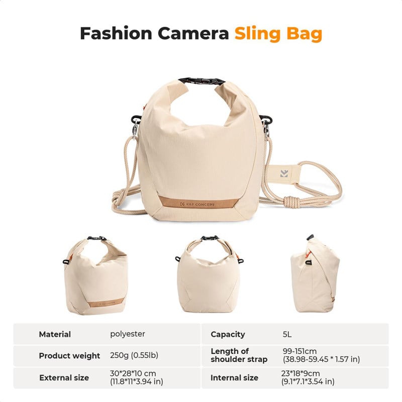 K&F Concept Small 5L Sling táska (bézs)-4