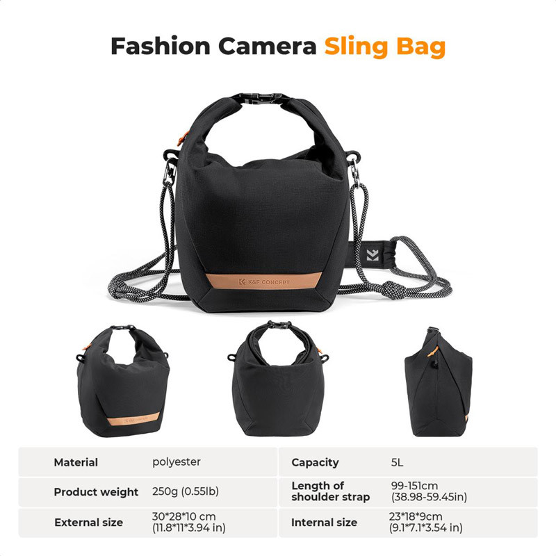 K&F Concept Urban Wander 11 Sling táska 5L (fekete)-4