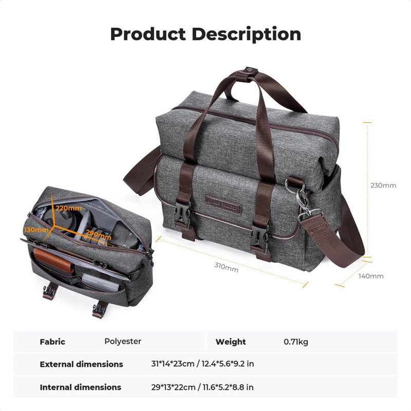 K&F Concept 8L Travel válltáska (sötétszürke)-4