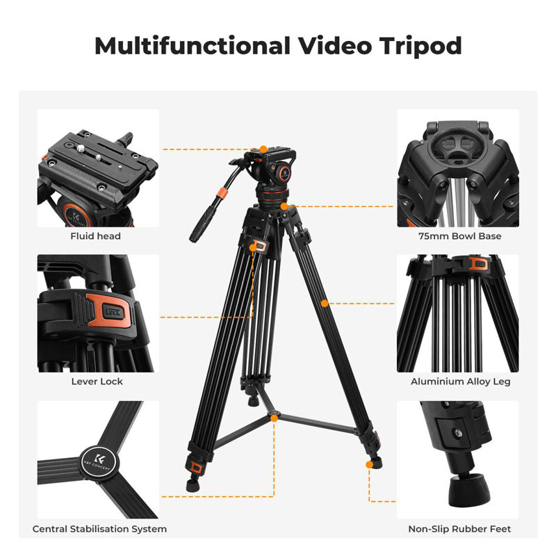 K&F Concept VA3+BV10 Twin Leg videó állvány-3