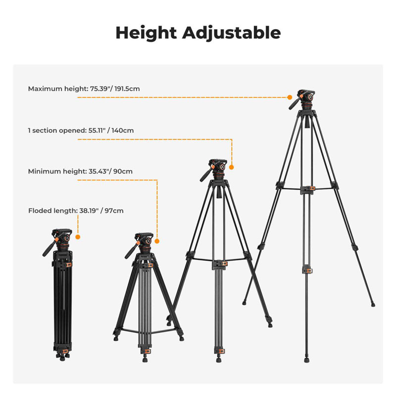 K&F Concept VA3+BV10 Twin Leg videó állvány-4