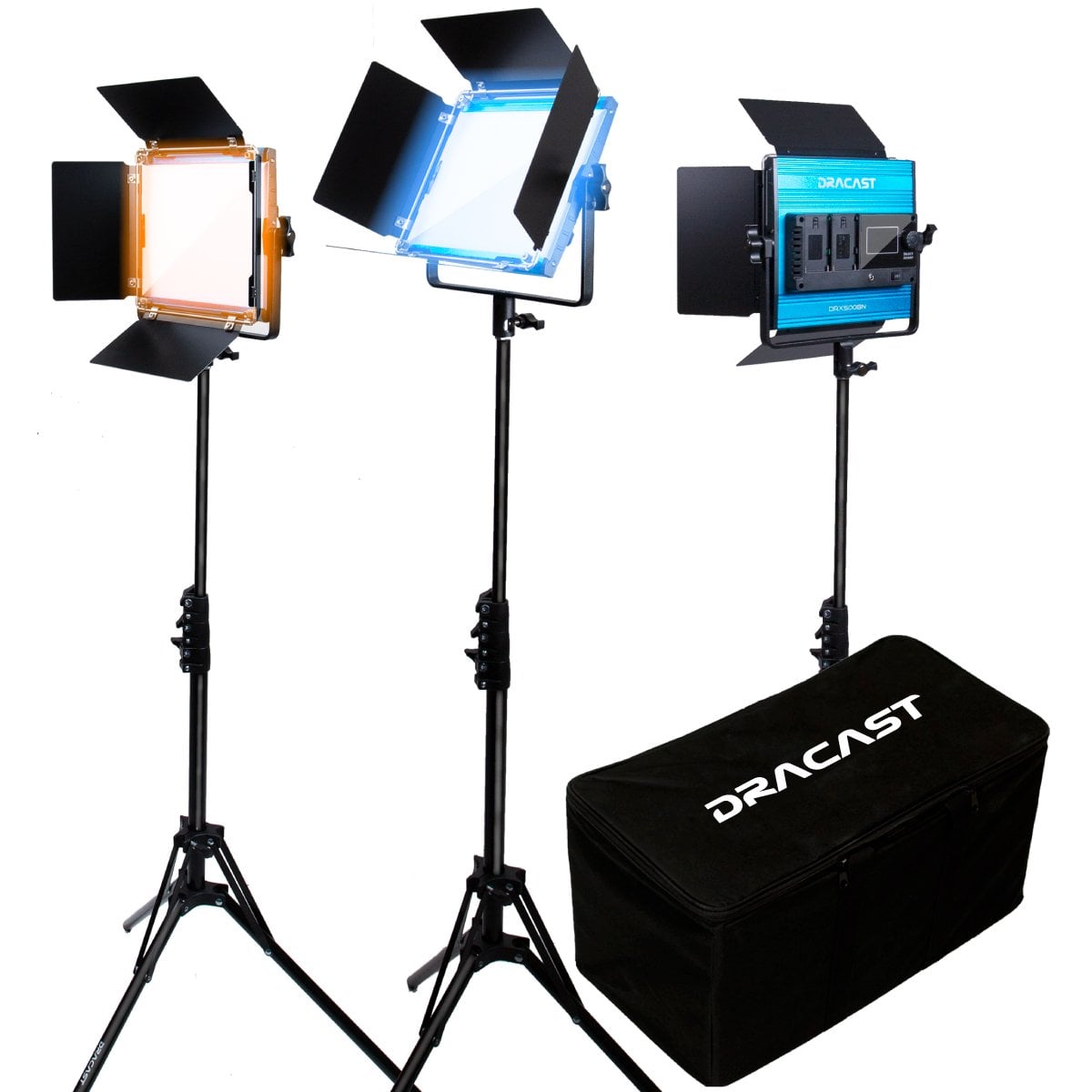  Dracast X Sorozat LED500 Kétszínű LED 3 Lámpás Készlet Nylon Párnázott Utazótáskával-0