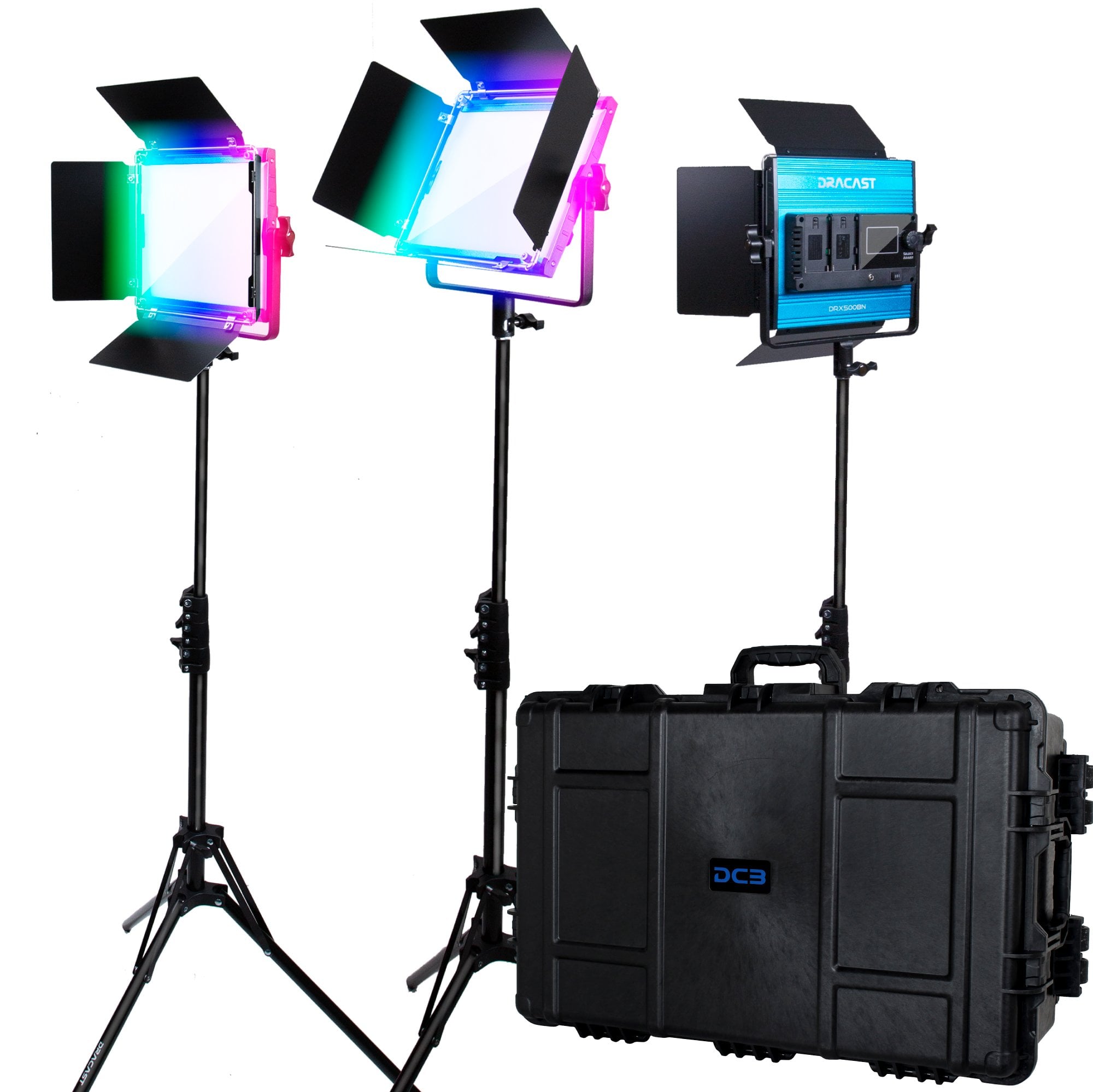  Dracast X Series LED500 RGB és Kétszínű LED 3 lámpás készlet formázott utazótokkal-0