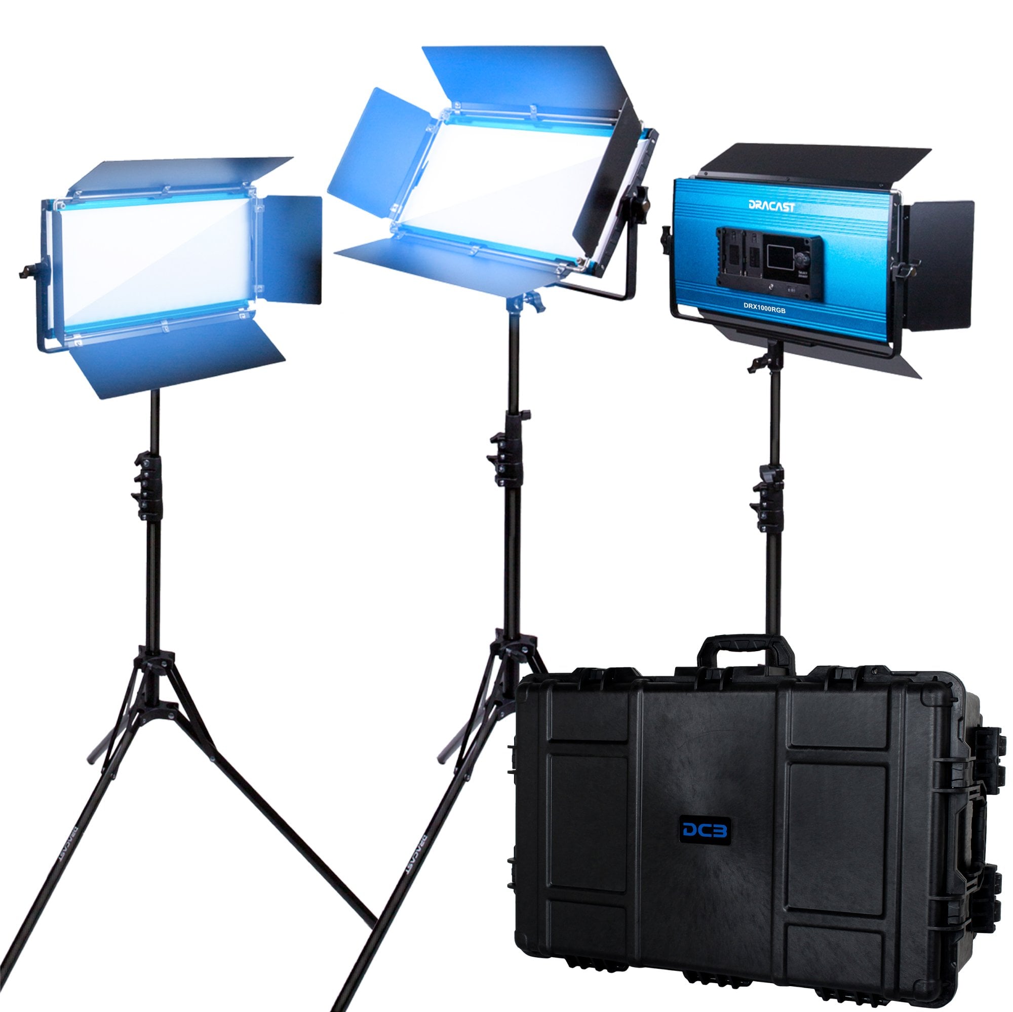 Dracast X sorozat LED1000 Daylight LED 3 Lámpa Készlet injekciós öntött utazótokkal-0