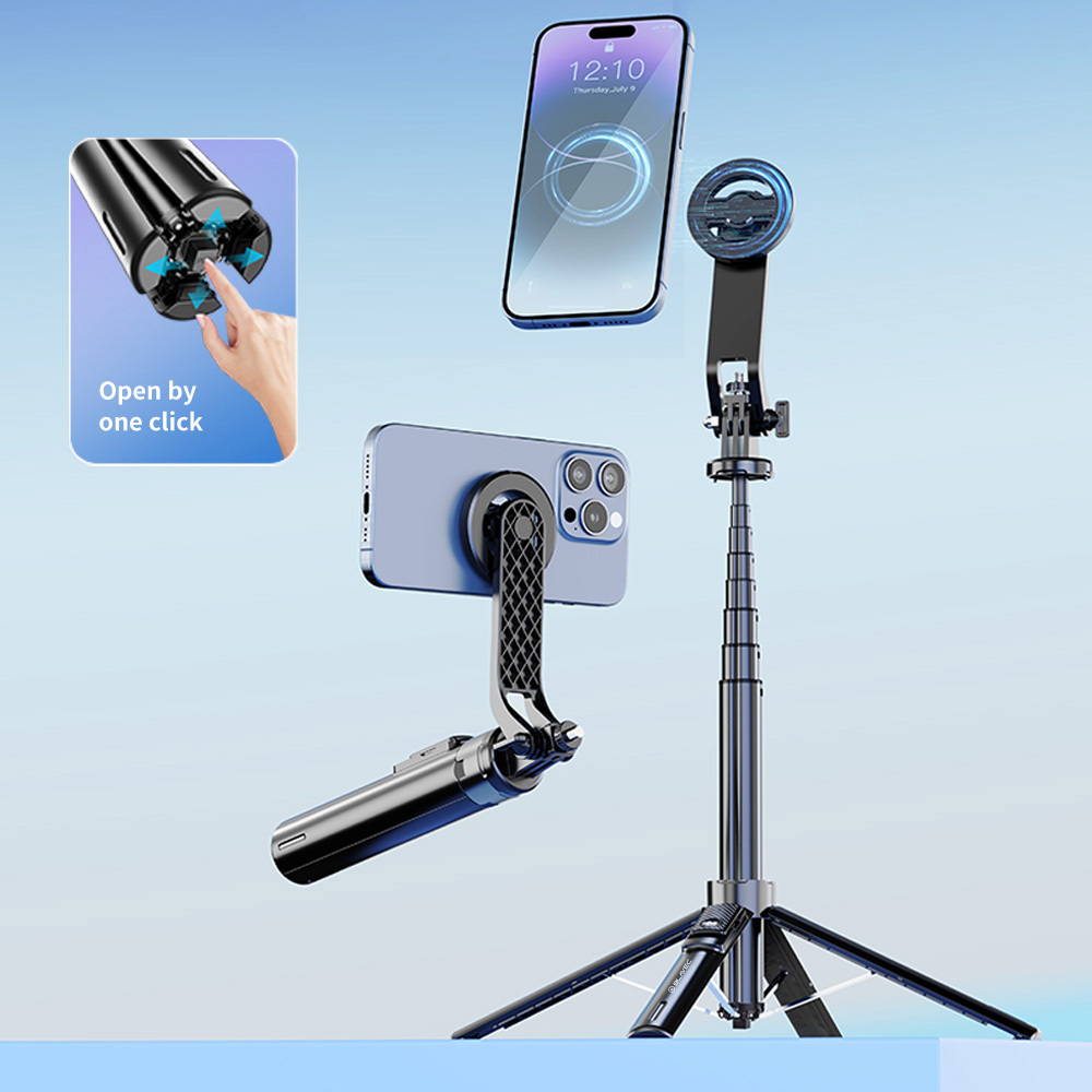 Blavec Selfie Bot Aluminium Fusion P06 Magsafe tripod + távirányító + tartó 1,34 méter (SSFP06-MTRHB134) fekete-4