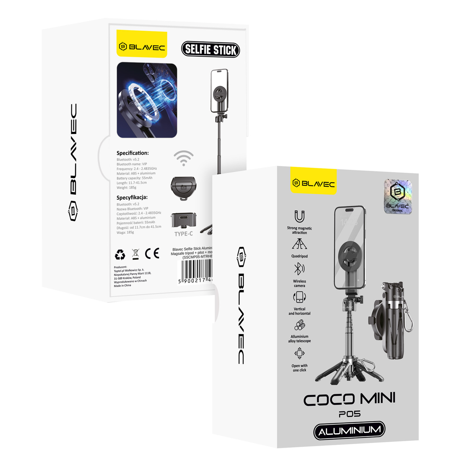 Blavec Aluminium Coco Mini P05 Magsafe tripod + távirányító + tartó 0,41 méter (SSCMP05-MTRHB041) fekete-8