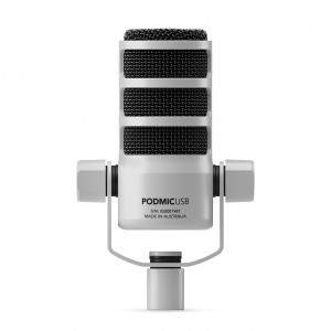 RODE PodMic USB-W broadcast minőségű dinamikus podcast és produkciós mikrofon XLR és USB-C csatlakozóval, fehér