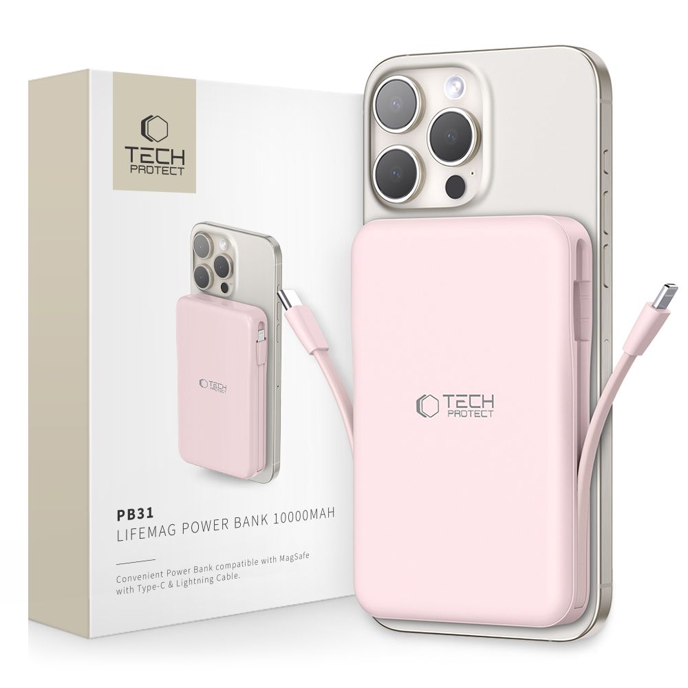 Tech-protect Pb31 Lifemag Magsafe Power Bank 10000mAh Rózsaszín-0