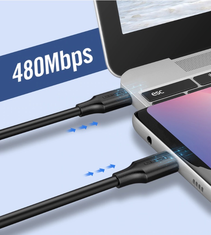 Ugreen USB-C – USB-C PD kábel 60W 1m fekete-3