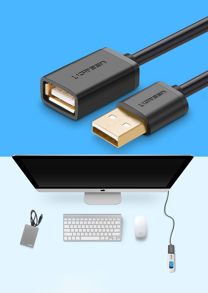 Ugreen US103 USB 2.0 hosszabbító kábel, 5 m (fekete)-1