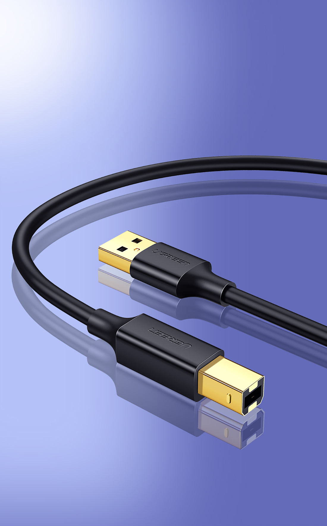 Ugreen US135 USB 2.0 AB nyomtató kábel, aranyozott, 5 m (fekete)-2