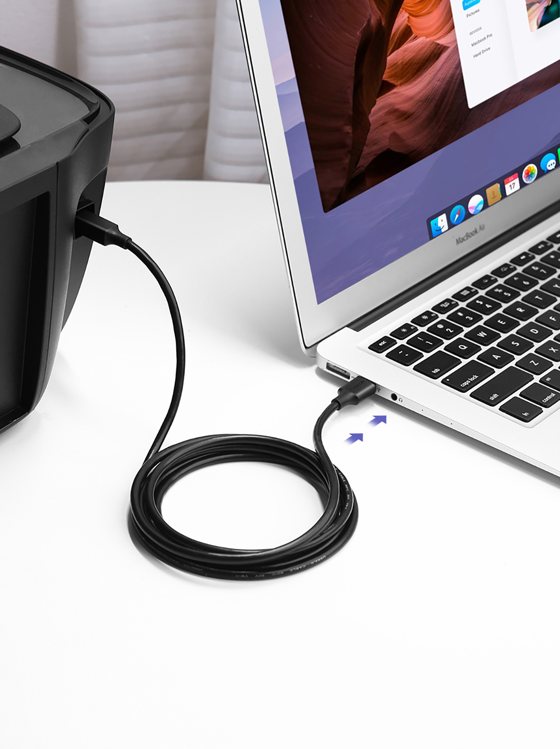 Ugreen US135 USB 2.0 AB nyomtató kábel, aranyozott, 5 m (fekete)-3