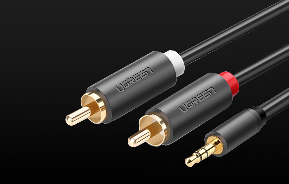 Ugreen AV102 kábel 2x RCA (Cinch) jack 3.5mm 10m (fekete)-6