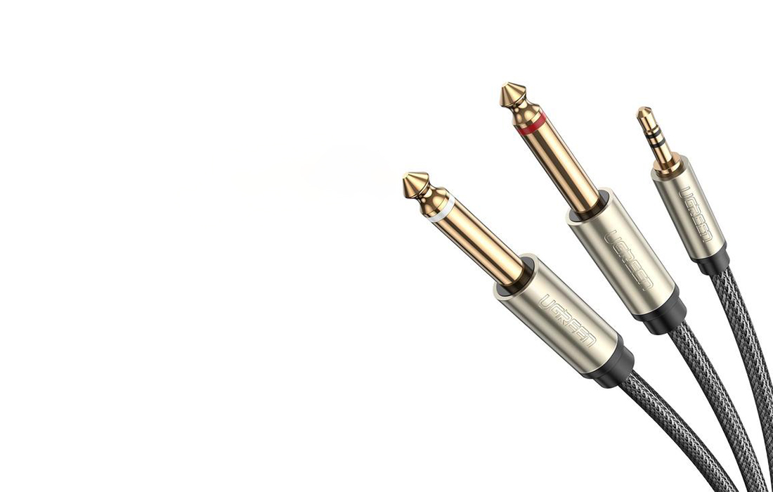 Ugreen AV126 3.5mm-es TRS kábel 2x TS 6.35mm - 3m (szürke)-1