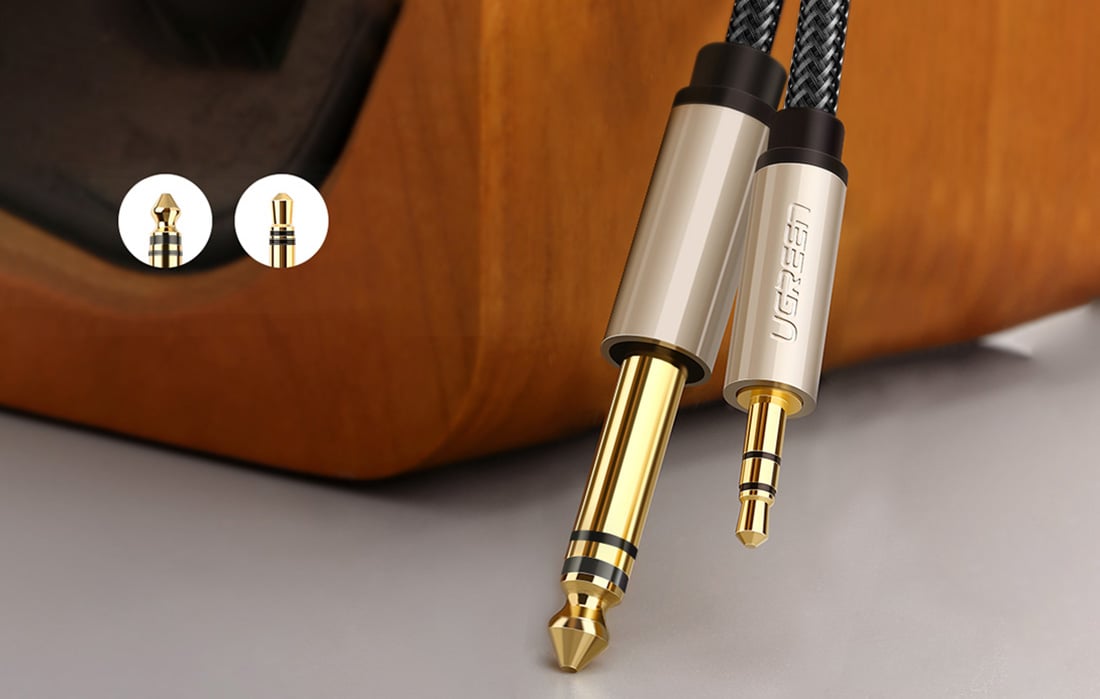 Ugreen AV127 3.5mm-es jack sztereó kábel 6.35mm TRS-hez - 3m (szürke)-3