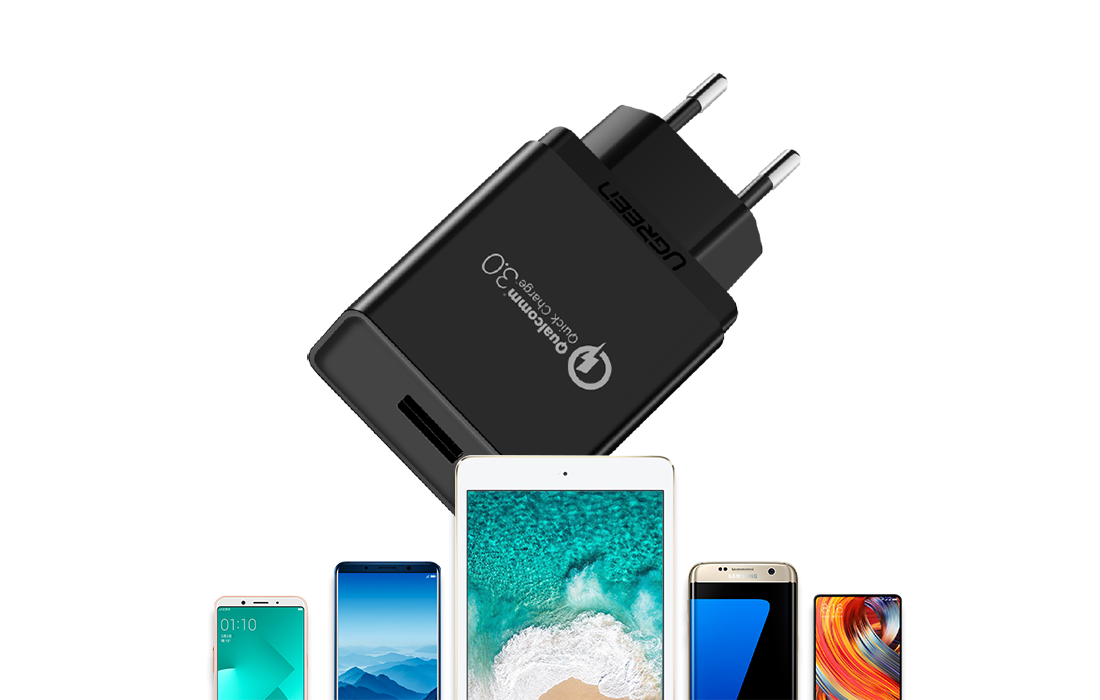 Ugreen hálózati töltő adapter CD122, 18W, QC 3.0, USB (fekete)-3
