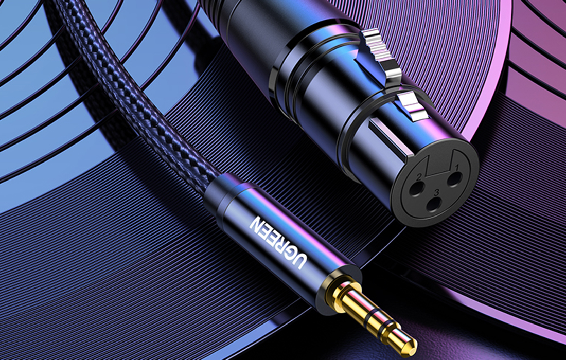 Ugreen AV182 XLR anya-3.5mm jack dugós kábel - 2 m (fekete)-3