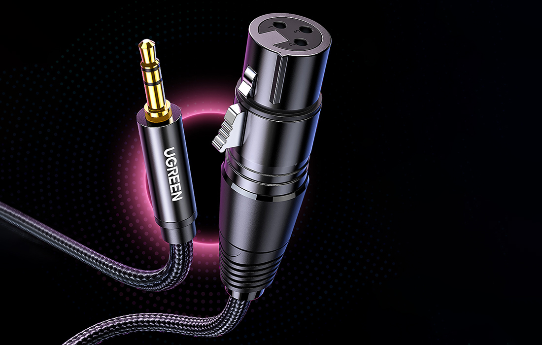 Ugreen AV182 XLR anya-3.5mm jack dugós kábel - 2 m (fekete)-6