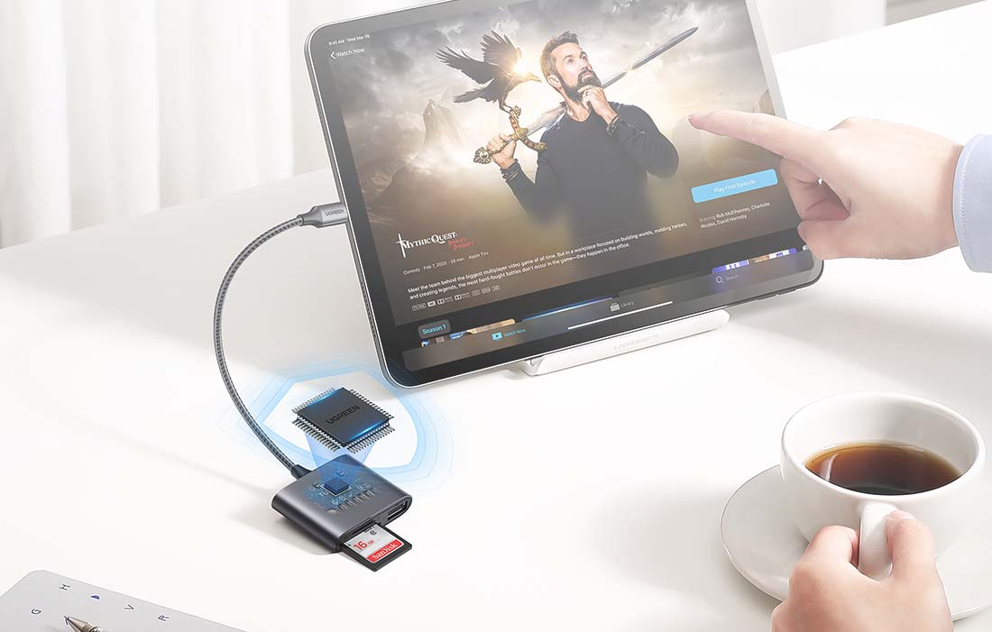 Ugreen CM387 USB-C HUB elosztó adapter, microSD/SD kártyaolvasó + USB-A (fekete)-4