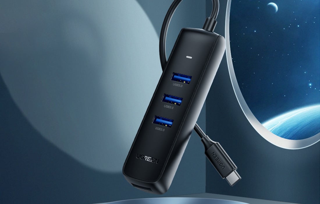 Ugreen CM416 4 az 1-ben USB HUB elosztó adapter, 0.25m (fekete)-2