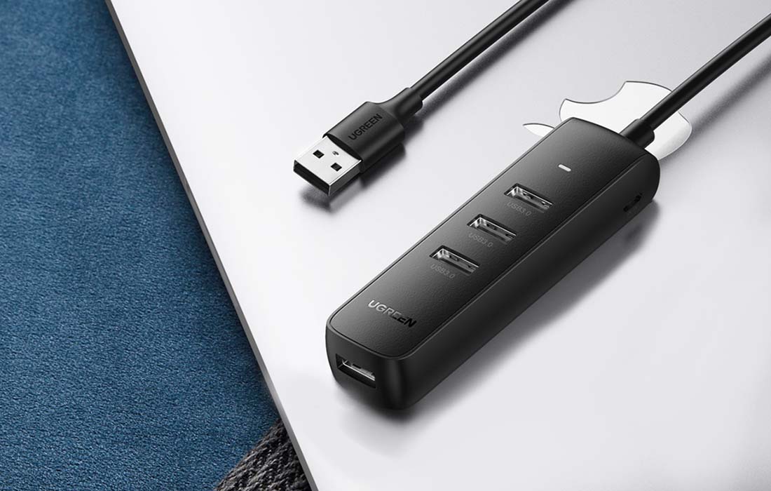 Ugreen CM416 4 az 1-ben USB HUB elosztó adapter, 0.25m (fekete)-4