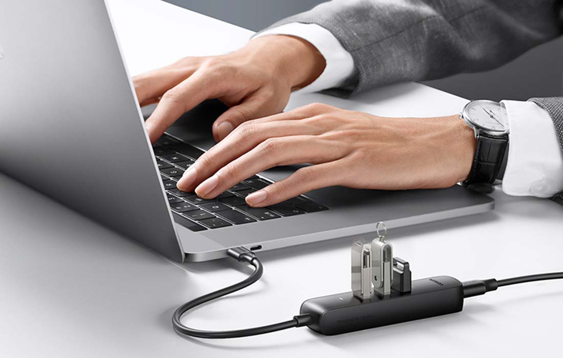 Ugreen CM416 4 az 1-ben USB HUB elosztó adapter, 0.25m (fekete)-5