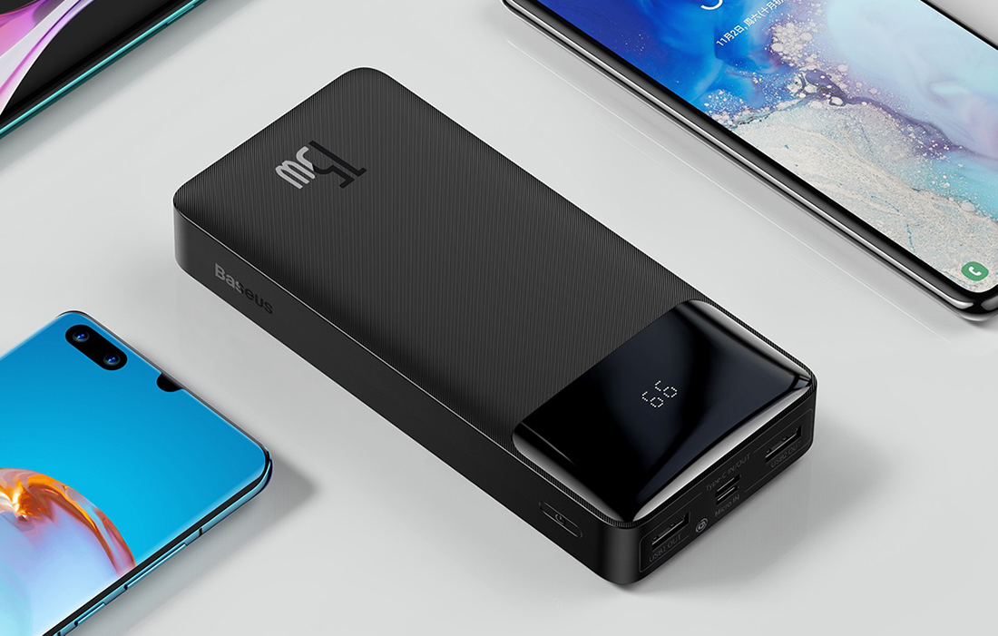 Baseus Bipow 30000mAh powerbank kijelzővel 15W + USB-A - Micro USB kábel 0,25m fekete (PPBD050201)-6