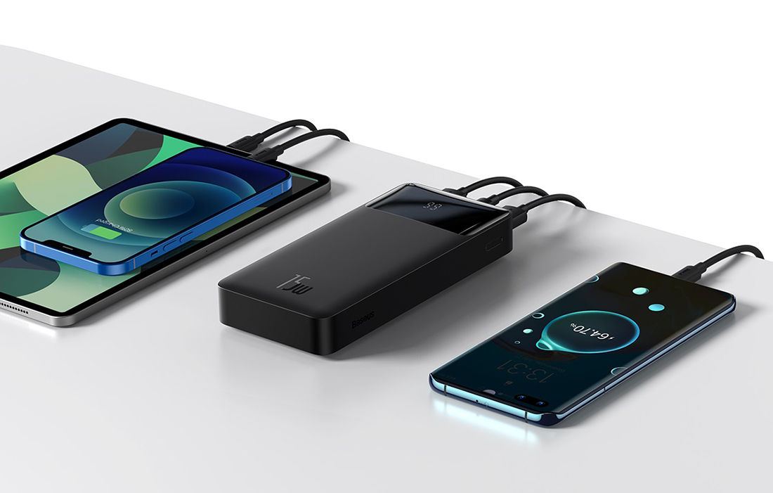 Baseus Bipow 30000mAh powerbank kijelzővel 15W + USB-A - Micro USB kábel 0,25m fekete (PPBD050201)-4