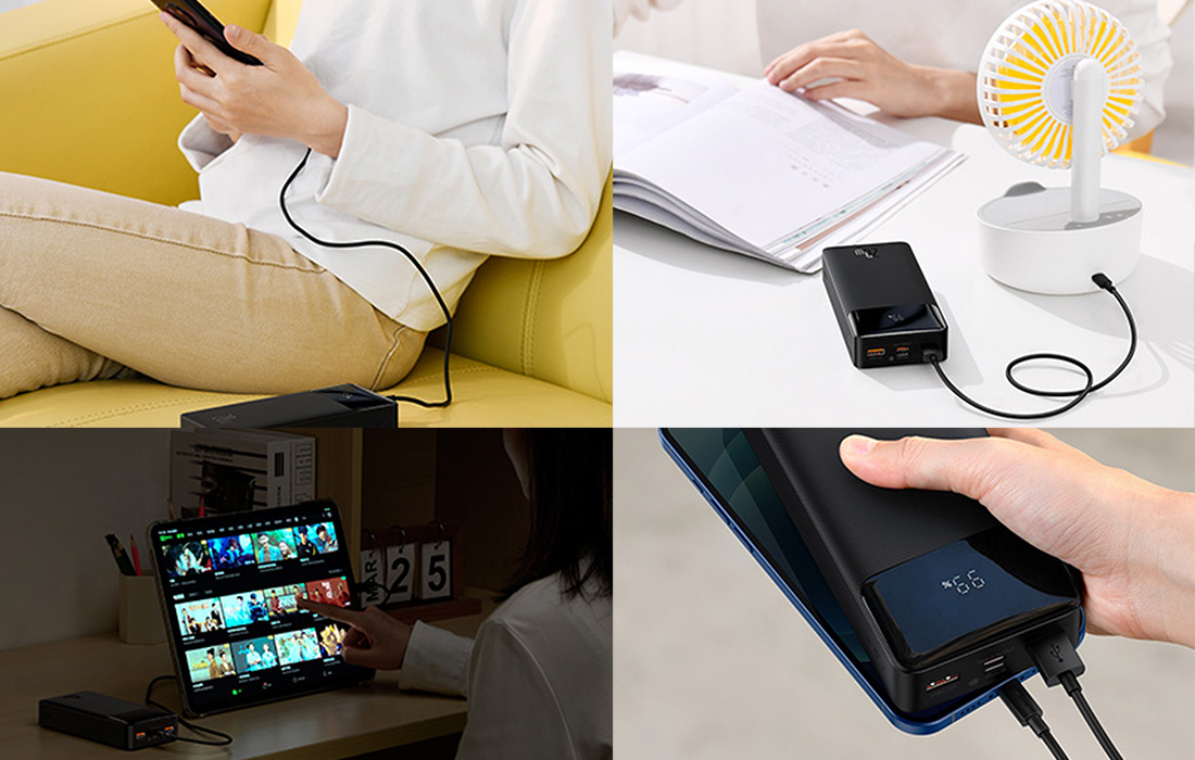 Baseus Bipow 30000mAh powerbank kijelzővel 15W + USB-A - Micro USB kábel 0,25m fekete (PPBD050201)-11