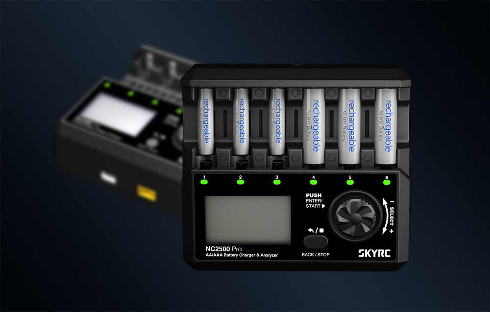 SKYRC NC2500 Pro AA / AAA akkumulátor töltő USB QC3.0 gyorstöltő porttal-8