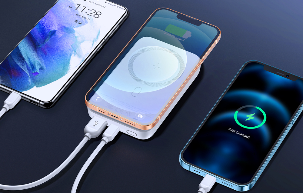 Mini Vezeték nélküli PowerBank 20W 10000mAh Joyroom JR-W020 (fehér) magsafe-3