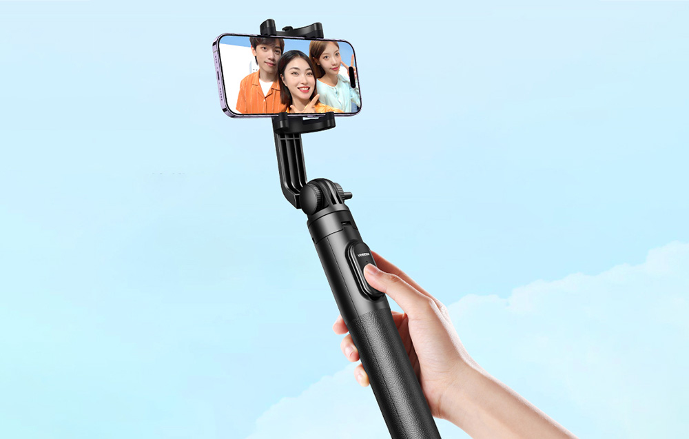 UGREEN 15062 selfie bot állvány Bluetooth távirányítóval (fekete)-1