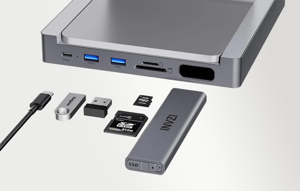 INVZI MagHub 8 az 1-ben USB-C Dokkoló Állomás / Hub iMac-hez SSD Hellyel (Szürke)-1