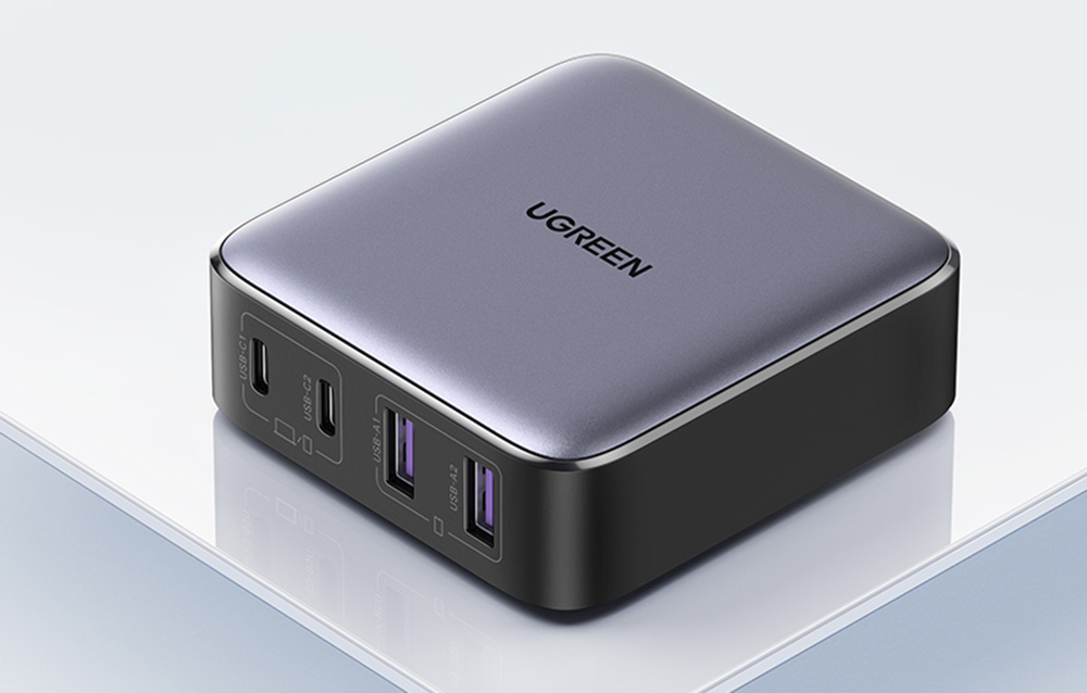 UGREEN CD327 Nexode Töltő, 2x USB-C, 2x USB-A, GaN, 65 W (Szürke)-2