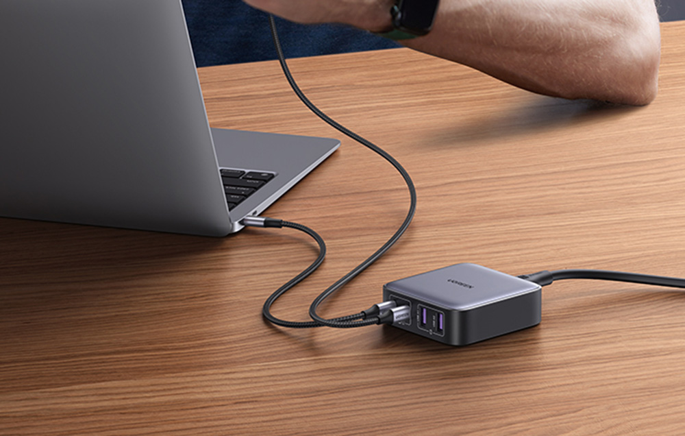 UGREEN CD327 Nexode Töltő, 2x USB-C, 2x USB-A, GaN, 65 W (Szürke)-3