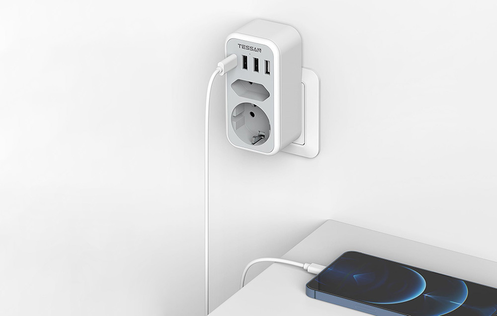 Tessan Fali Aljzat, elosztó TS-328-DE USB porttal-3