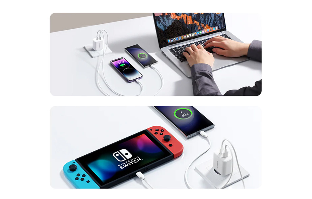 Joyroom JR-TCF05 hálózati töltő adapter USB-A QC3.0, USB-C PD 20W (fehér)-8
